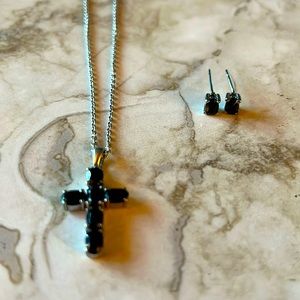 Black Spinel Necklace & Earring Set